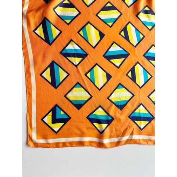 Vintage GIVENCHY Orange Geometric Print Silk Satin 30" x 30" Square Scarf - Picture 8 of 16
